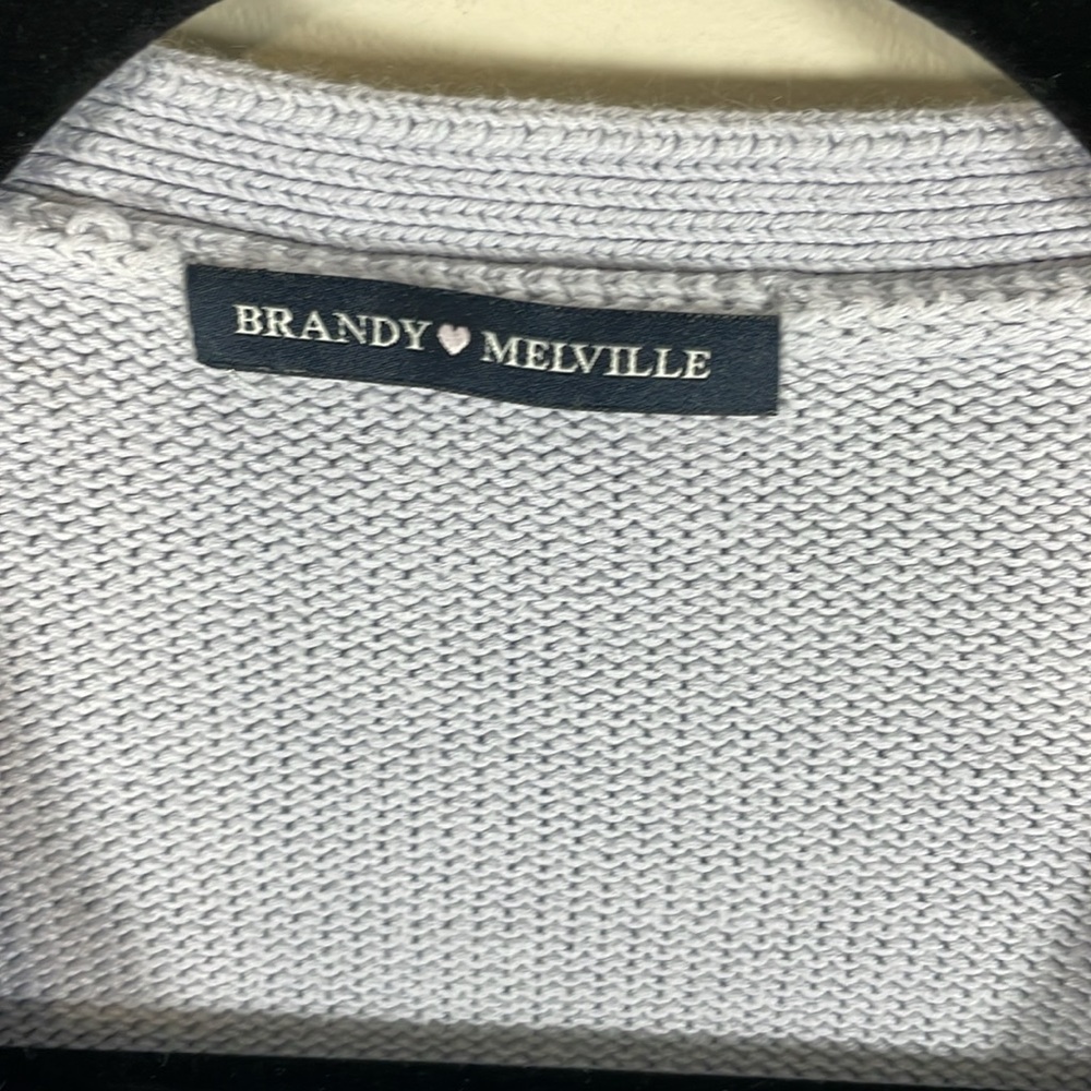 BRANDY MELVILLE Light Lilac Cropped Knit Cardigan Sweater Button Front Small - Picture 2 of 7
